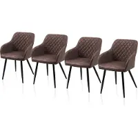 CLIPOP Chaises de salle à manger, lot de 4 chaises de cuisine en similicuir, chaises de salon avec dossier, marron