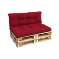Pokar Coussin pour palette avec belle surpiqûre Garniture canapé-palette, Taille:Set coussin d'assise 120x80 + coussin de dossier 120x40, Couleur:Rouge