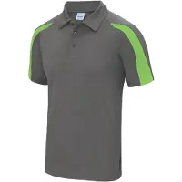 Just Cool JC043 | Polo de sport Contrast Cool + WRAP - Couleur : Charcoal (Solid)/Lime Green - Taille : L