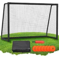Peviasot But de football 300 x 200 x 120 cm – Grand but de football en métal avec panneau et filet, pour le jardin, l'entraînement et l'extérieur, noir