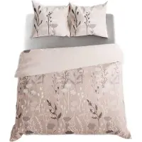 MARKIZETA HOME Literie, satin de coton, haute qualité 200x220 Cleo Beige, fleurs sauvages
