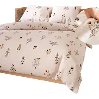 MARKIZETA HOME Linge de lit, parure de lit en satin de coton, haute qualité 200 x 220 cm, Dusoria Beige, fleurs sauvages