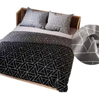 MARKIZETA HOME Parure de lit en satin de coton 200 x 220 cm Zefira, gris et noir