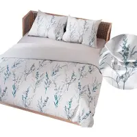MARKIZETA HOME Linge de lit, parure de lit en satin de coton 160 x 200 Sela Fleurs bleues