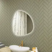 Artforma Miroir de salle de bain 74x74cm - irrégulier avec éclairage LED - LED Dual et Touch Sensor