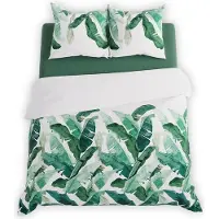 MARKIZETA HOME MARKIZETA Linge de lit en satin 220x200 Banano blanc vert feuilles 100001/SAT/000/220200/1