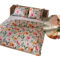 MARKIZETA HOME Linge de lit, parure de lit en satin de coton 200 x 220 cm Floralis Fleurs multicolores