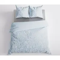 Markizeta Linge de lit, parure de lit en satin de coton, haute qualité 200x220 Lilu Bleu, feuilles