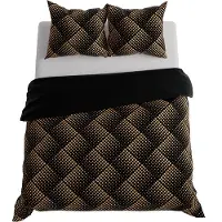 MARKIZETA HOME Literie, satin de coton, haute qualité 160x200 Luxe noir et or
