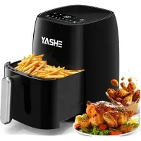 YASHE 4, 2L Friteuse Sans Huile avec écran Tactile LED en Verre Trempé, 1500W 6 Menus Préréglés, Noir