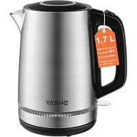 YASHE Bouilloire Électrique en Acier Inox 1,7L, 2200W Ébullition Rapide