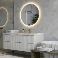 Artforma Miroir de salle de bain rond LED, 60 cm, sans cadre, avectactile et traitement anti-buée