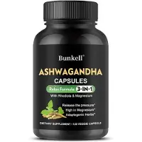 Bunkell Ashwagandha 650mg + Magnésium & Rhodiola (120 gélules) Complément alimentaire, énergie, endurance, système immunitaire, sommeil, humeur, anxiété, stress