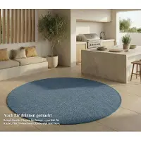FashionHome GmbH In & Outdoor Tapis - Tapis résistant aux intempéries pour balcon, terrasse, jardin, salon, cuisine - Résistant, Résiste aux rayons UV & à l'eau - Taille 80 x 80 cm, Bleu