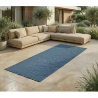 FashionHome GmbH Tapis d'intérieur & d'extérieur - Tapis résistant aux intempéries pour balcon, terrasse, jardin, salon, cuisine - Résistant, Résiste aux rayons UV & à l'eau - Taille 80 x 250 cm, Bleu