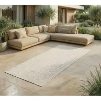 FashionHome GmbH In & Outdoor Tapis - Tapis résistant aux intempéries pour balcon, terrasse, jardin, salon, cuisine - Résistant, Résiste aux rayons UV & à l'eau - Taille 60 x 180 cm, Blanc