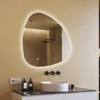 Artforma Miroir de salle de bain 94x94cm - irrégulier avec éclairage LED - LED Dual et Touch Sensor