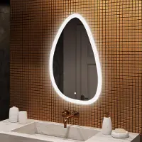 Artforma Miroir de salle de bain 64x104cm - Irrégulier avec éclairage LED - LED Dual et capteur tactile