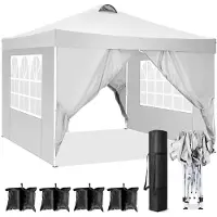 SANOPY Pavillon, 3x3m Pop Up Pavillon pliant, Pavillon pointu avec 4 parois latérales amovibles, imperméable&protection UV 50+, réglable en hauteur,sac inclus, blanc
