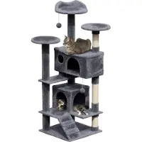 WM Handel Arbre à chat Livista - 7 niveaux - 138x48x48 CM - Gris foncé - Arbre à chat pour grands chats