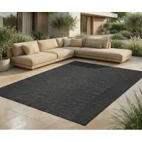 FashionHome GmbH In & Outdoor Tapis - Tapis résistant aux intempéries pour balcon, terrasse, jardin, salon, cuisine - Résistant, Résiste aux rayons UV & à l'eau - Taille 140 x 200 cm, Anthracite