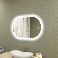 Artforma Miroir de salle de bain 80x50cm - ovale avec éclairage LED - LED Dual et capteur tactile et tapis chauffant