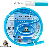 Saturnia Pas de tube tricoté bleu torsion Ø 25 mm. Rouleau de 50 mètres. Tuyau anti-torsion, tuyau sans coude, tuyau sans noeud