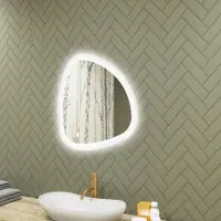 Artforma Miroir de salle de bain 64x64cm - Irrégulier avec éclairage LED - LED Dual et capteur tactile et tapis chauffant