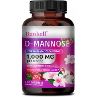 Bunkell D-Mannose 1000mg (120 capsules) Complément alimentaire, voies urinaires, système urinaire, nettoyage, santé des voies urinaires, perte d'urine