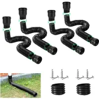Debuy Lot de 4 rallonges flexibles pour tuyaux de descente d'eau de pluie, 1,5 m, noir