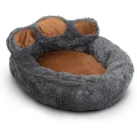 GLOBIZ Lit pour chien en forme de patte Yummie - Taille XL (73 x 80 cm) - Gris/Marron