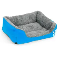 GLOBIZ Lit pour chien Taille L (65x50cm) Bleu - Confortable, imperméable avec patte, pour de doux rêves et du repos