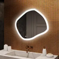 Artforma Miroir de salle de bain 94x84cm - ovale avec éclairage LED - LED Dual et capteur tactile et tapis chauffant