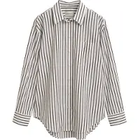 Gant pour femme. 4300239 Chemise en popeline classique à rayures Relaxed Fit blanc (34), Casuel, Coton, Manche longue