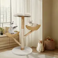 Bingopaw WISFOR Arbre à chat 111cm de haut, à plusieurs niveaux Arbre à chat avec panier, beige