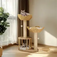 Bingopaw WISFOR Arbre à chat Arbre à chat 99cm Arbre à grimper avec cavités pour chats et panier pour chats, 60x40x99cm