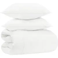 vidaXL Ensemble de literie blanc 200 x 220 cm, en coton, bambou et polyester