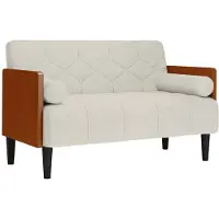 vidaXL Canapé deux places avec coussins cylindriques couleur crème 110 cm velours
