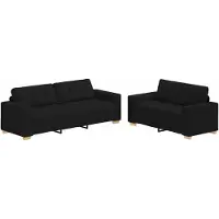 vidaXL Ensemble de canapé 2 pièces avec coussins, tissu noir