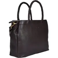 Beocca Beau sac à main en cuir, en cuir tanné végétal, format mid-size, sac à main féminin élégant, fait main, Marron foncé