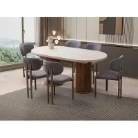 Skye Decor , table extensible, en travertin et en noyer, 180 x 90 cm (extensible jusqu'à 216 cm) | 100% panneau de particules mélaminé, épaisseur 18 mm | Design moderne, capacité de charge de 100 kg.