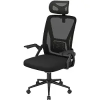 Zaisze Chaise de bureau ergonomique, réglable en hauteur, revêtement en maille respirante, pivotant à 360° avec fonction bascule, noir
