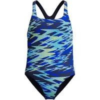 Speedo Hyperboom Print Medalist Swimsuit Bleu 8 Years Fille