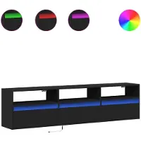 vidaXL Armoire TV murale avec LED Noir 180x31x45 cm