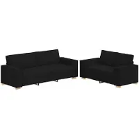 vidaXL Ensemble de canapés 2 pièces avec coussins Tissu noir