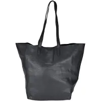 Beocca Mira sac cabas en cuir, en cuir tanné végétal, spacieux pour travail et loisirs, sac shopper, fait main, Noir