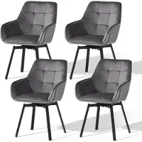 CLIPOP Lot de 2 chaises de salle à manger , chaises de salle à manger pivotantes avec accoudoirs, fauteuils rembourrés en velours pour la salle à manger et la cuisine, gris