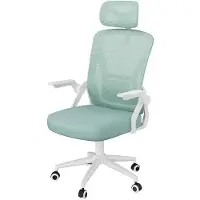 Zaisze Chaise de bureau ergonomique, réglable en hauteur, revêtement en maille respirante, pivotant à 360° avec fonction bascule, couleur verte