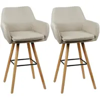 Supfine Ensemble de deux tabourets de bar, rembourrés, avec dossier et repose-pieds. Pieds en bois robustes. Design élégant