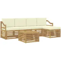 vidaXL Ensemble de canapés d'extérieur , 6 pièces, blanc et crème, en polyester